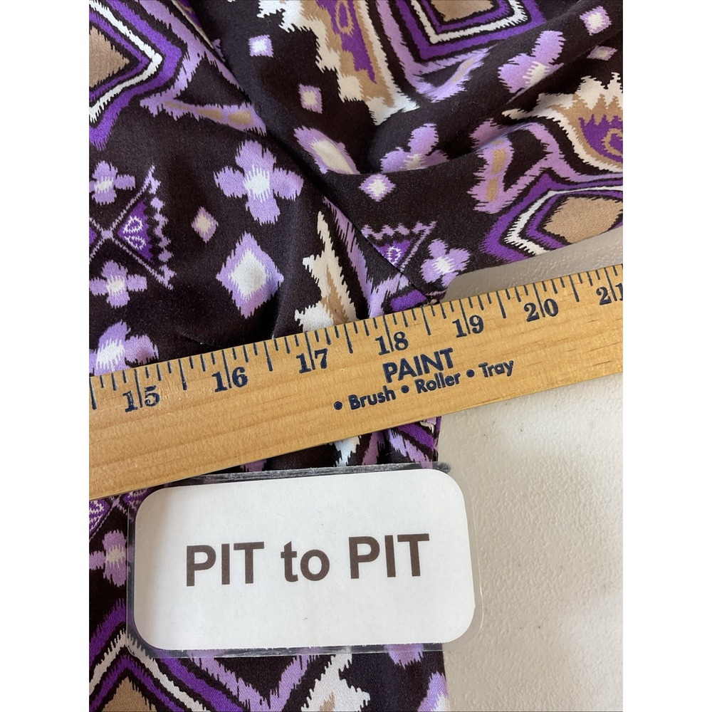 Tory Burch Dress sz 8 Purple Brown Ikat Tribal Print Cotton Caftan Tunic Boho - Picture 7 of 10